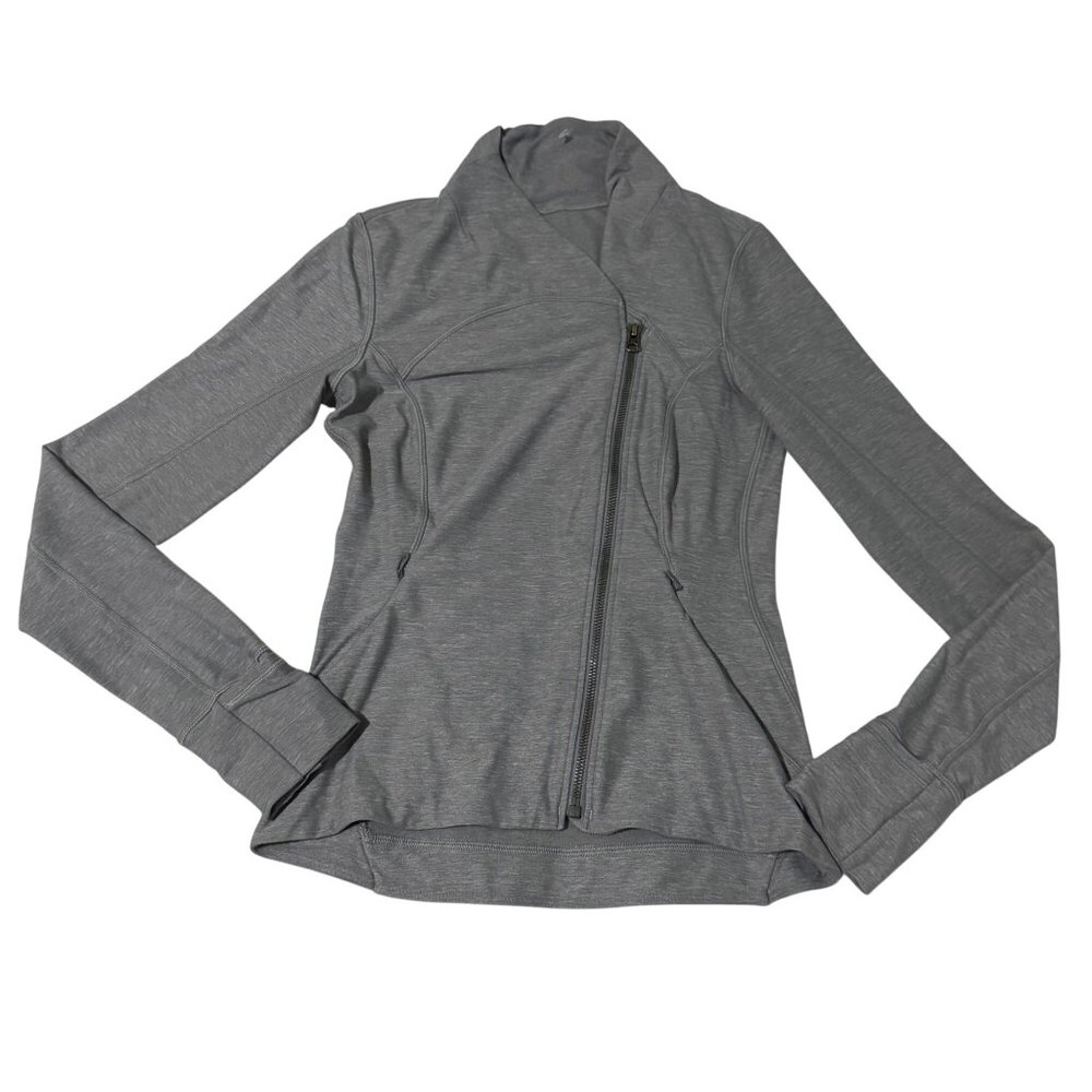 Lululemon Womens Gray Full-Zip Jacket Size 6 With Thumbholes & Side Pockets‎